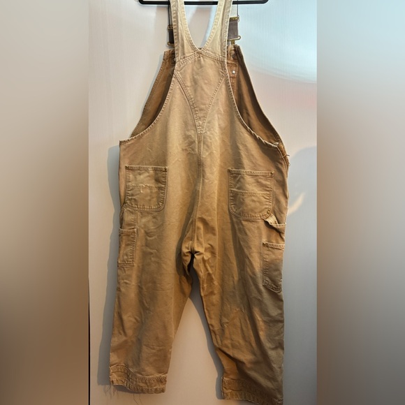 Vintage Carhartt Bib Overalls 48x28 Tan Workwear USA - Picture 3 of 5